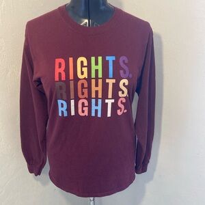 Gildan Ultra Cotton Maroon Graphic Rights Long Sleeve Teeshirt